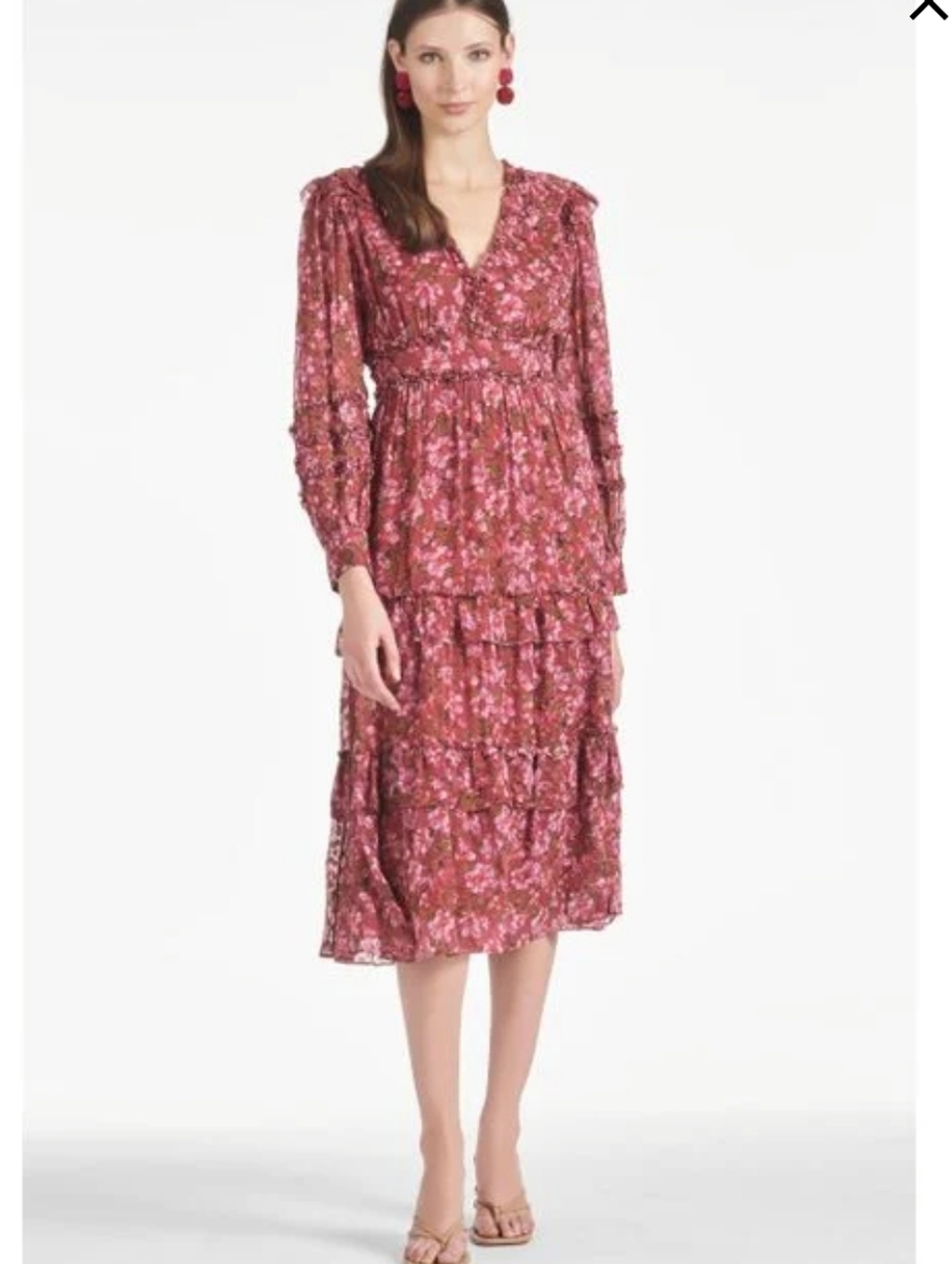 NWT $395 Sachin & Babi Ronnie Long-Sleeve Midi Dress Size Small